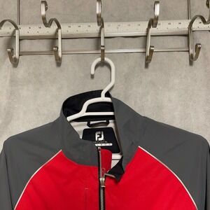 FootJoy Jacket Men XL Red Gray DryJoys FJ Select Rain Full Zip Pockets Nylon